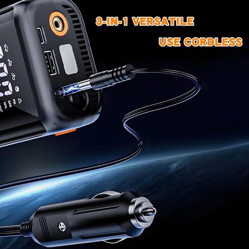 Tire Inflator Portable Air Compressor Portable Cordless Mini Air Pump with Digital Pressure Gauge 150PSI 3X Quick Inflation and Automatic Shutdown Function Automotive Tire Pump Motorcycle Bicycle Ball in Saudi Arabia