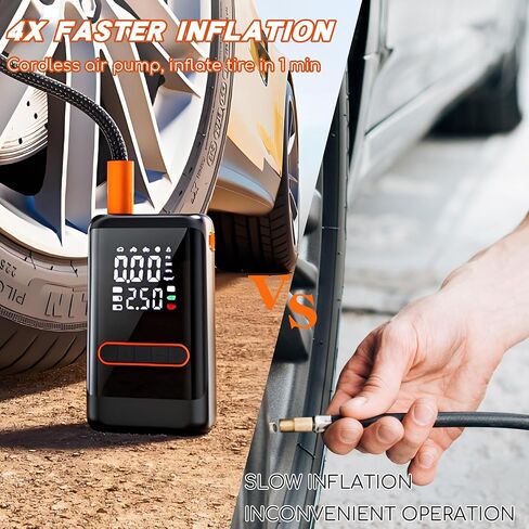 Tire Inflator Portable Air Compressor Portable Cordless Mini Air Pump with Digital Pressure Gauge 150PSI 3X Quick Inflation and Automatic Shutdown Function Automotive Tire Pump Motorcycle Bicycle Ball in Saudi Arabia