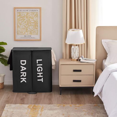 Lifewit 136l عائق مزدوج غسيل معقم مع الغطاء وأكياس الغسيل القابلة للإزالة ، عائق كبير مقسوم ، سلة غسيل مقطعين قابلة للطي مع مقابض لغرفة النوم ، الحمام ، النوم الجامعي ، غرفة الغسيل ، رمادي in Saudi Arabia