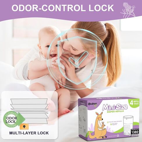 عبوات متوافقة مع أكياس ملء Dekor Classic Diaper Pail | 4 حزمة | فائقة الرائحة القوية مزيل الرائحة أكياس سميكة حفاضات سميكة | يحمل كل ما يصل إلى 2772 حفاضات | رائحة الليمون الطازجة | من السهل استبدال in Kuwait