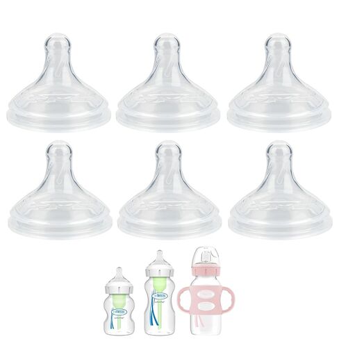 Silicone Nipple for Dr. Brown's Natural Flow Level 3 Wide-Neck Baby Bottle, 6m+, Fast Flow, 6 Count in Saudi Arabia