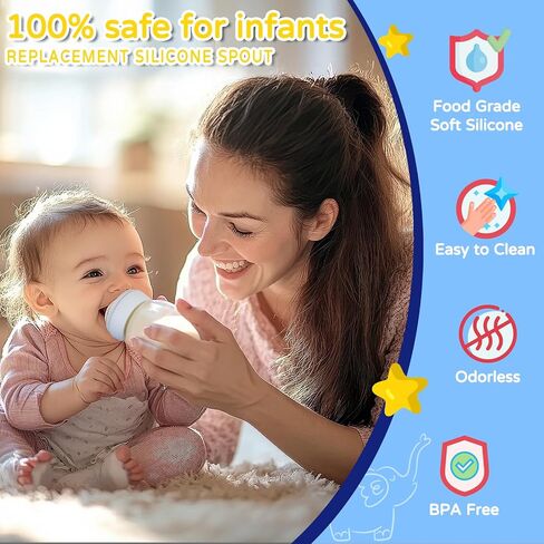 Sippy Spout Nipples(6 Pack), Compatible with Philips Avent Natural Bottles, My Grippy Spout & Natural Trainer Sippy Cup, 100% Food Grade Silicone Sippy Cup Nipples, 6m+, Leak-Proof, BPA-Free in Saudi Arabia
