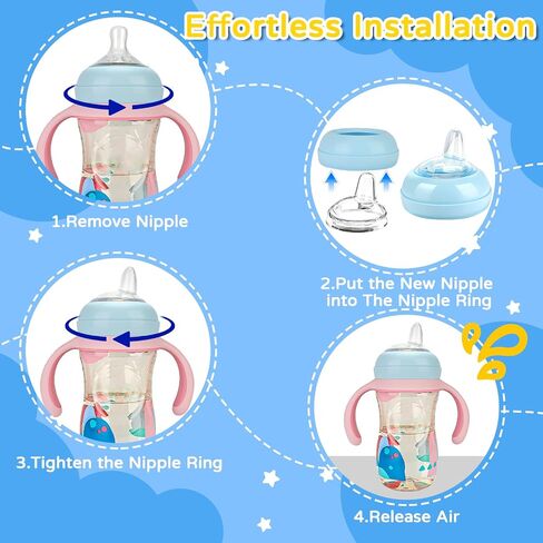 Sippy Spout Nipples(6 Pack), Compatible with Philips Avent Natural Bottles, My Grippy Spout & Natural Trainer Sippy Cup, 100% Food Grade Silicone Sippy Cup Nipples, 6m+, Leak-Proof, BPA-Free in Saudi Arabia