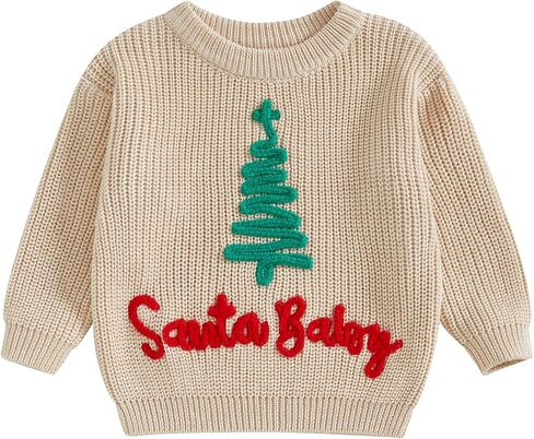 Toddler Baby Girl Boy Christmas Sweater Embroidery Letter Long Sleeve Knit Sweatshirt Top Xmas Fall Winter Clothes in Saudi Arabia