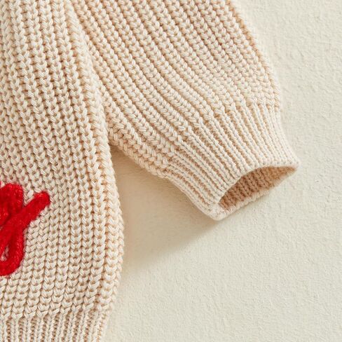 Toddler Baby Girl Boy Christmas Sweater Embroidery Letter Long Sleeve Knit Sweatshirt Top Xmas Fall Winter Clothes in Saudi Arabia