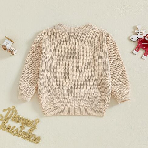 Toddler Baby Girl Boy Christmas Sweater Embroidery Letter Long Sleeve Knit Sweatshirt Top Xmas Fall Winter Clothes in Saudi Arabia