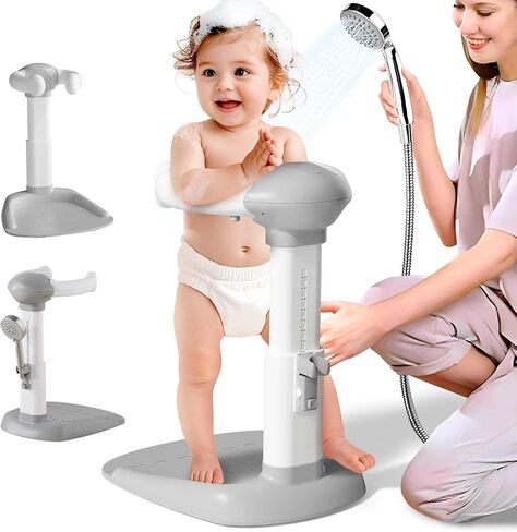 Baby Shower Standing Support,Adjustable Toddler Bath Stand with Anti-Slip Baseboard,for Changing Clothes,Bathing by Standing up Themselves,Shower holder Maker Idea Gift for 8-36 months in Saudi Arabia