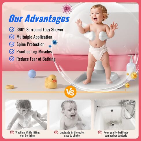 Baby Shower Standing Support,Adjustable Toddler Bath Stand with Anti-Slip Baseboard,for Changing Clothes,Bathing by Standing up Themselves,Shower holder Maker Idea Gift for 8-36 months in Saudi Arabia