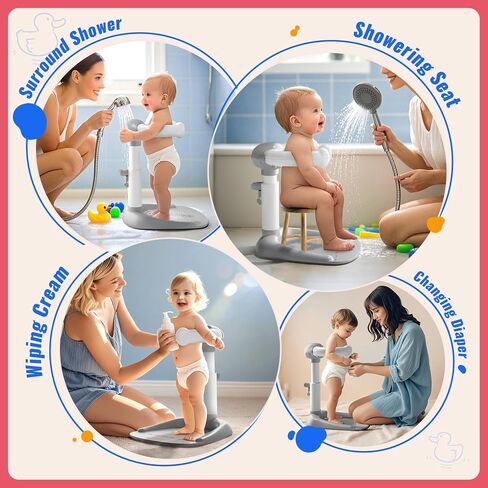 Baby Shower Standing Support,Adjustable Toddler Bath Stand with Anti-Slip Baseboard,for Changing Clothes,Bathing by Standing up Themselves,Shower holder Maker Idea Gift for 8-36 months in Saudi Arabia