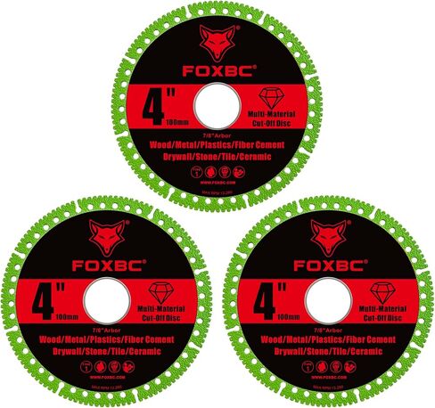 FOXBC 4 Inch Indestructible Multi-Material Cut Off Disc for Angle Grinders, 7/8" Arbor - 3 Pack in Saudi Arabia