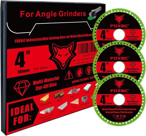 FOXBC 4 Inch Indestructible Multi-Material Cut Off Disc for Angle Grinders, 7/8" Arbor - 3 Pack in Saudi Arabia