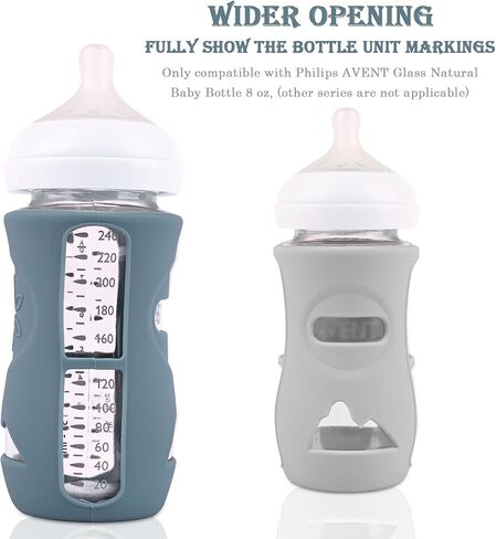 3 Pack Silicone Sleeves for Avent Natural Glass Baby Bottles, Anti Breakage Baby Bottle Holder, Compatible Philips Avent Glass Natural Baby Bottle 4 oz(Grey+Dark Blue+Apricot) in Kuwait
