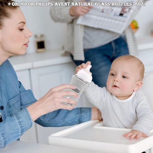 3 Pack Silicone Sleeves for Avent Natural Glass Baby Bottles, Anti Breakage Baby Bottle Holder, Compatible Philips Avent Glass Natural Baby Bottle 4 oz(Grey+Dark Blue+Apricot) in Kuwait