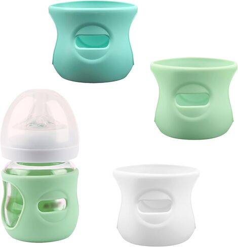 3 Pack Silicone Sleeves for Avent Natural Glass Baby Bottles, Anti Breakage Baby Bottle Holder, Compatible Philips Avent Glass Natural Baby Bottle 4 oz(Grey+Dark Blue+Apricot) in Kuwait