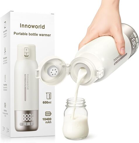 Portable Milk Warmer for Baby, 20 oz Large Capacity Bottle Warmer | 10400mAh Long-Lasting Battery&Super Fast Charging in 2.5 Hours, Fast Heating for Breastmilk, Water in Saudi Arabia
