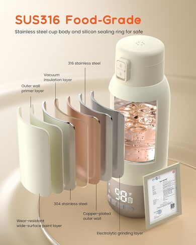 Portable Milk Warmer for Baby, 20 oz Large Capacity Bottle Warmer | 10400mAh Long-Lasting Battery&Super Fast Charging in 2.5 Hours, Fast Heating for Breastmilk, Water in Saudi Arabia