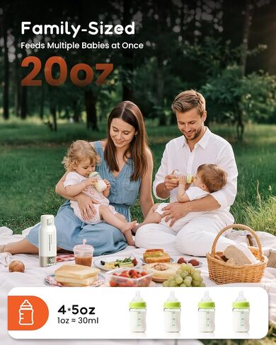 Portable Milk Warmer for Baby, 20 oz Large Capacity Bottle Warmer | 10400mAh Long-Lasting Battery&Super Fast Charging in 2.5 Hours, Fast Heating for Breastmilk, Water in Saudi Arabia
