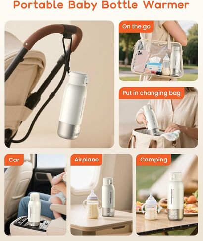 Portable Milk Warmer for Baby, 20 oz Large Capacity Bottle Warmer | 10400mAh Long-Lasting Battery&Super Fast Charging in 2.5 Hours, Fast Heating for Breastmilk, Water in Saudi Arabia