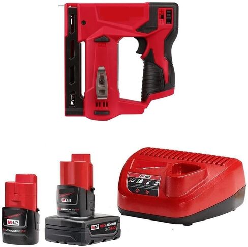 Stapler-Bare لـ Milwaukee M12 3/8in. Crown Stapler-Bare ، CP 2AH & XC 4AH Starter Kit Bundle + TPT Premium Cart in Kuwait