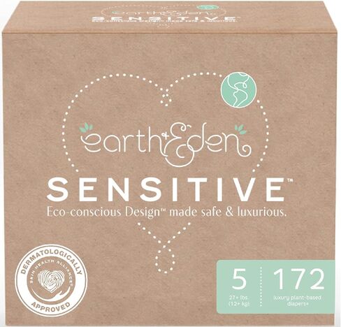 Earth & Eden Sensitive | Eco-Conscious & Hypoallergenic Diapers | Size 5 | 172 Count in Saudi Arabia