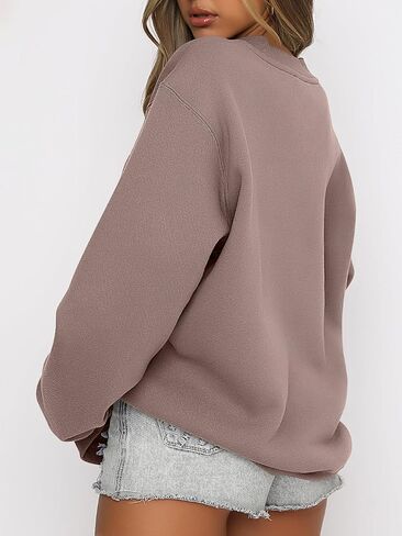 ANRABESS Women's Long Sleeve Sweatshirt Casual Crewneck Loose Fit Pullover Hoodie Fleece Fall Tops in Saudi Arabia
