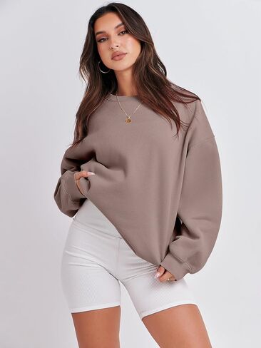 ANRABESS Women's Long Sleeve Sweatshirt Casual Crewneck Loose Fit Pullover Hoodie Fleece Fall Tops in Saudi Arabia