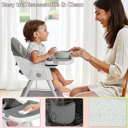 Ktaxon Foldable Baby High Chair, 3-in-1 Portable Toddler Highchair, Pink | Convertible High Chairs with 5-Point Safety Harness, Easy to Clean Tray, Storage Bag, For Babies & Toddlers, Home Travel in Saudi Arabia