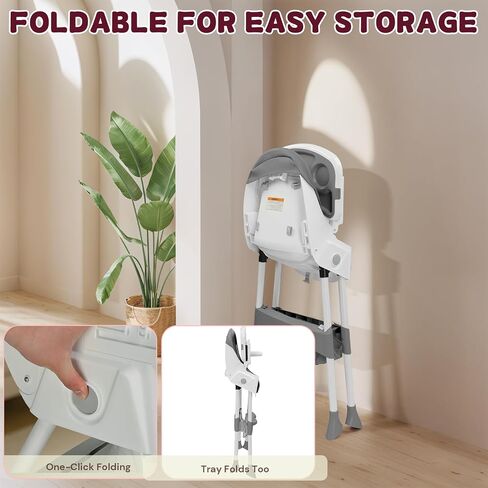 Ktaxon Foldable Baby High Chair, 3-in-1 Portable Toddler Highchair, Pink | Convertible High Chairs with 5-Point Safety Harness, Easy to Clean Tray, Storage Bag, For Babies & Toddlers, Home Travel in Saudi Arabia