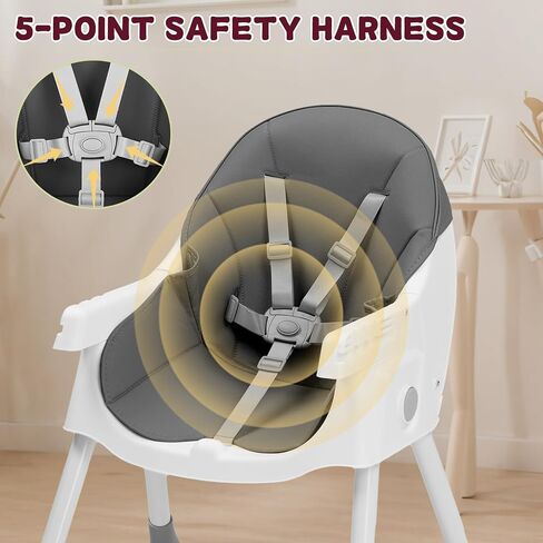 Ktaxon Foldable Baby High Chair, 3-in-1 Portable Toddler Highchair, Pink | Convertible High Chairs with 5-Point Safety Harness, Easy to Clean Tray, Storage Bag, For Babies & Toddlers, Home Travel in Saudi Arabia