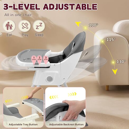 Ktaxon Foldable Baby High Chair, 3-in-1 Portable Toddler Highchair, Pink | Convertible High Chairs with 5-Point Safety Harness, Easy to Clean Tray, Storage Bag, For Babies & Toddlers, Home Travel in Saudi Arabia