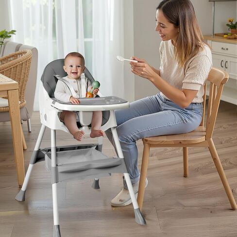 Ktaxon Foldable Baby High Chair, 3-in-1 Portable Toddler Highchair, Pink | Convertible High Chairs with 5-Point Safety Harness, Easy to Clean Tray, Storage Bag, For Babies & Toddlers, Home Travel in Saudi Arabia