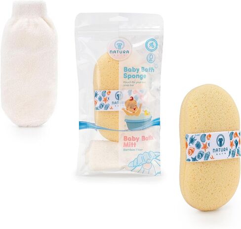 Hypoallergenic Natural Baby Sponge & Wash Cloth Set for Bath — Ultra-Soft, Gentle, Safe for Newborns, Infants & Sensitive Skin in Saudi Arabia