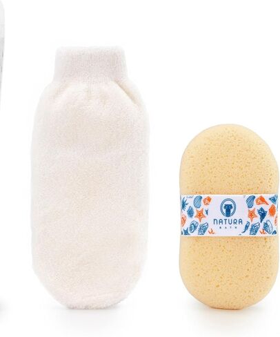 Hypoallergenic Natural Baby Sponge & Wash Cloth Set for Bath — Ultra-Soft, Gentle, Safe for Newborns, Infants & Sensitive Skin in Saudi Arabia