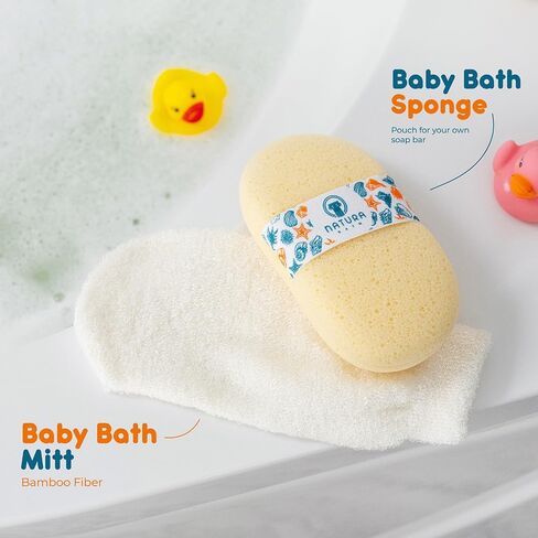 Hypoallergenic Natural Baby Sponge & Wash Cloth Set for Bath — Ultra-Soft, Gentle, Safe for Newborns, Infants & Sensitive Skin in Saudi Arabia