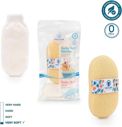 Hypoallergenic Natural Baby Sponge & Wash Cloth Set for Bath — Ultra-Soft, Gentle, Safe for Newborns, Infants & Sensitive Skin in Saudi Arabia