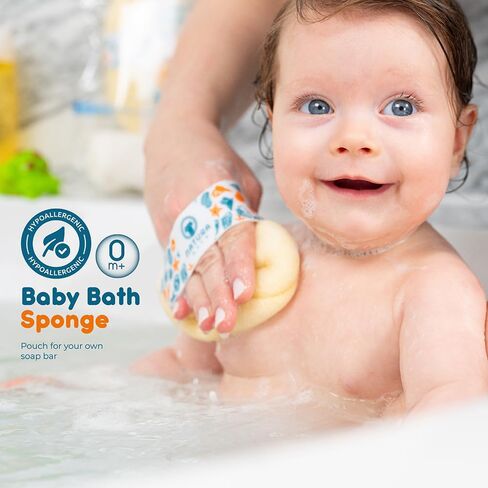 Hypoallergenic Natural Baby Sponge & Wash Cloth Set for Bath — Ultra-Soft, Gentle, Safe for Newborns, Infants & Sensitive Skin in Saudi Arabia
