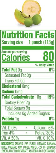 Happy Baby Organics Stage 2 Baby Food Pouches, Gluten Free, Vegan & Healthy Snack, Clearly Crafted Fruit & Veggie Puree, Green Beans Pears & Spinach, 4 Ounces (Pack of 1) in Saudi Arabia