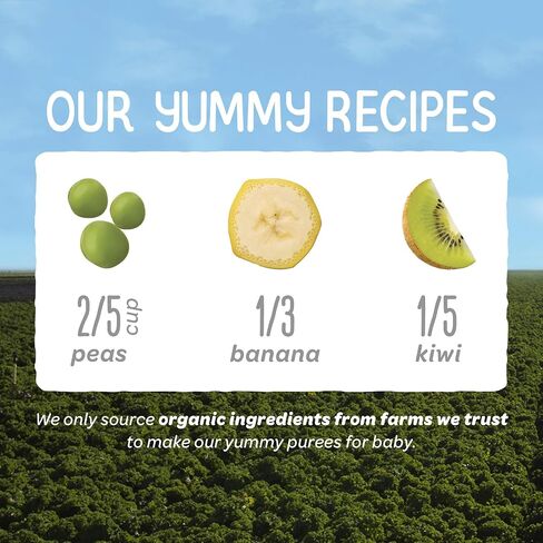 Happy Baby Organics Stage 2 Baby Food Pouches, Gluten Free, Vegan & Healthy Snack, Clearly Crafted Fruit & Veggie Puree, Green Beans Pears & Spinach, 4 Ounces (Pack of 1) in Saudi Arabia