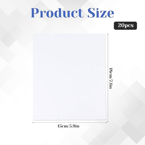 20 Pack Eyeglass Cleaning Cloth Lens Cleaning Cloth Microfiber White Soft Cleanings Wipes for Electronics Screens Cameras Eyeglasses Cell Phone in Saudi Arabia