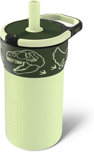 Brütmate Leap 12oz 100 ٪ تسرب Kids Tumbler مع مقبض و Silicone Soft Straw | قطرة الأكمام السيليكون المقاومة | للأطفال 4+ | معزول الفولاذ المقاوم للصدأ | حامل كأس صديق | 12oz (الدينوس) in Kuwait