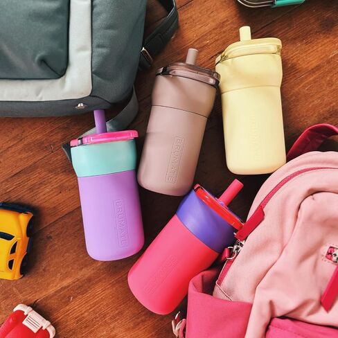Brütmate Leap 12oz 100 ٪ تسرب Kids Tumbler مع مقبض و Silicone Soft Straw | قطرة الأكمام السيليكون المقاومة | للأطفال 4+ | معزول الفولاذ المقاوم للصدأ | حامل كأس صديق | 12oz (الدينوس) in Kuwait