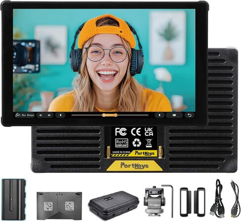 Portkeys PT6 Camera Monitor 5.2" 600nit Touchscreen Field Monitor Vertical Shooting Stretch 3D LUT Output Wide Color Gamut New Peaking RGB Waveform for DSLR with NP-F550 Battery in Saudi Arabia