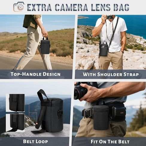 RAKERMORE RAKERMORE CAMERAMPACK قشرة صلبة لـ DSLR/SLR حقيبة كاميرا مقاومة للماء مع مقصورة كمبيوتر محمول 15.6 بوصة مع حقيبة على ظهره على غطاء محترف مع علبة العدسة الكاميرا الأسود in Saudi Arabia