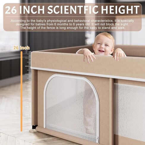 Playpen Omzer Baby مع MAT 71 "× 59" - ممساح كبير جدًا للأطفال والأطفال الصغار مع حصيرة متضمنة ، ومسرح أمان للطفل مع بوابة ، و Playpen Soft Sponge Gate Playpen مع Mat Velcro مستقرة in Kuwait
