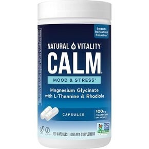Natural Vitality Calm Sleep Magnesium Supplement, Melatonin & Magnesium Citrate, Sleep Aid Capsules, Gluten Free, Vegan, Non-GMO, Helps The Body Ease Into Sleep, 120 Capsules in Kuwait