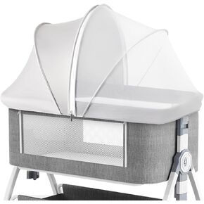Akiky Bassinet Cover Mosquito Net with Two-Way Zippers Foldable Bassinet Bedside Sleeper Tent to Keep Cats/Bugs Out(White) in Saudi Arabia