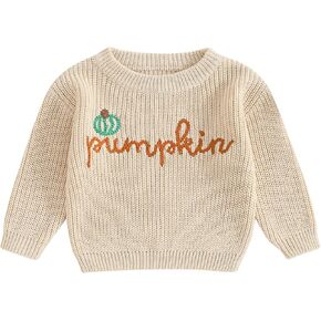 FOMOYUU Baby Girl Boy Knit Sweater Halloween Outfit Embroidery Warm Crewneck Long Sleeve Tops Fall Winter Clothes in Saudi Arabia