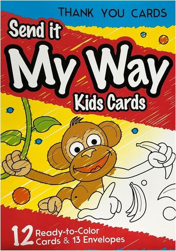 12-Pack Happy Birthday Cards with 13 Envelopes – Unique & Blank Birthday Design – Color-In kids, 5x7 – Junior Greeting Gift with Custom Colouring Cards – Made in USA – Celebrate Creativity & Joy in Saudi Arabia
