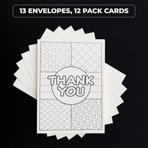 12-Pack Happy Birthday Cards with 13 Envelopes – Unique & Blank Birthday Design – Color-In kids, 5x7 – Junior Greeting Gift with Custom Colouring Cards – Made in USA – Celebrate Creativity & Joy in Saudi Arabia