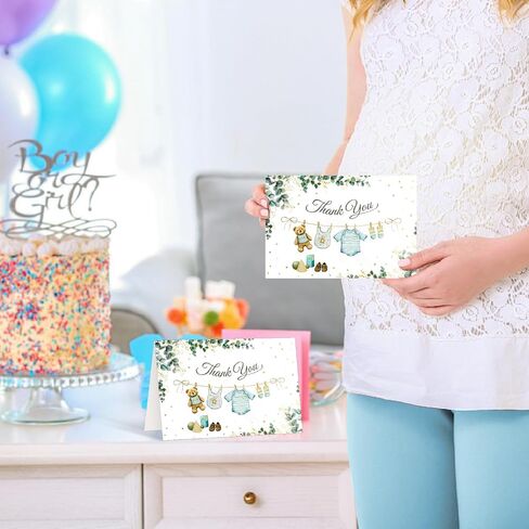 50 PCS Pink Baby Shower Thank You Cards ، 4 "× 6" Girl Baby Shower Stowing بطاقات المعايدة مع الأظرف وملصقات الختم للاستحمام للأطفال ، حفل تكشف عن الجنس ، وحضور ترحيب بالولايات حديثي الولادة ، فارغة في الداخل in Saudi Arabia
